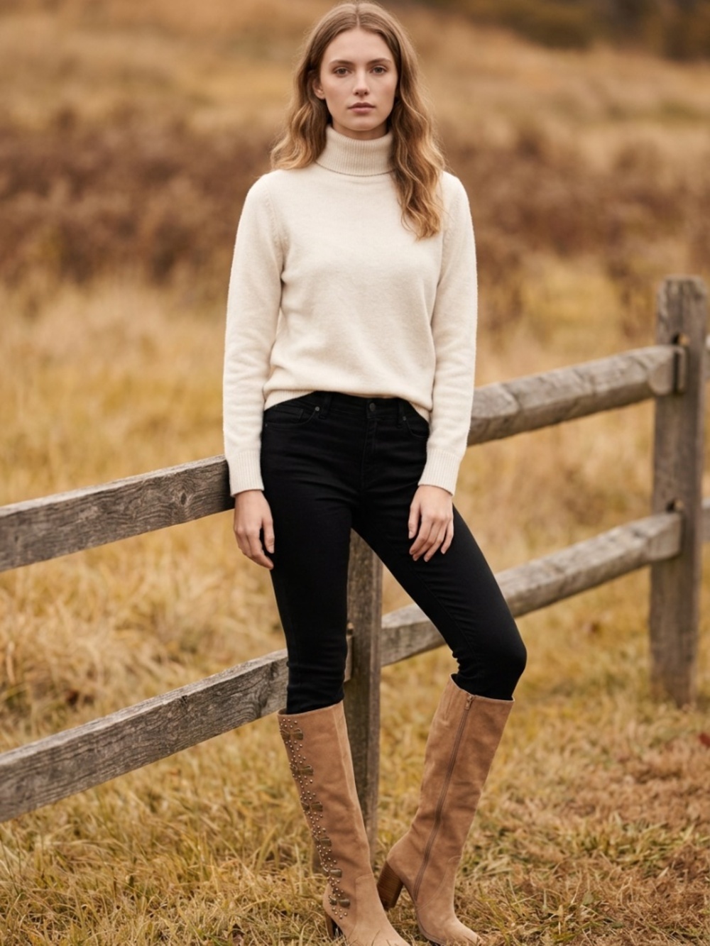 Sam Edelman Knee High Suede Boots Camel with Silver Studs - Picture 3 of 5